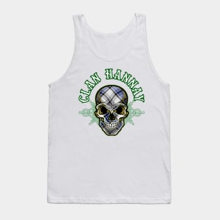 Scottish Clan Hannay Tartan Celtic Skull Tank Top